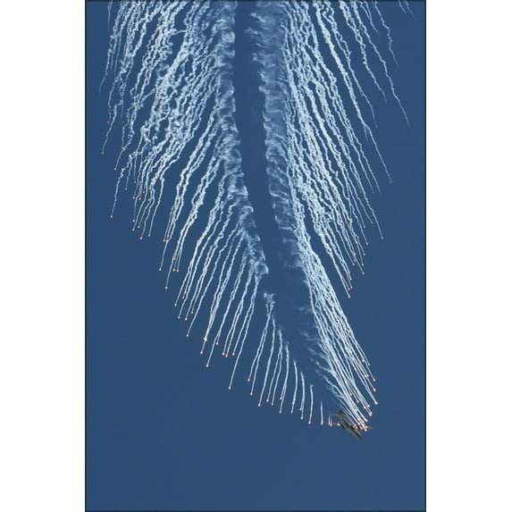 24"x36" Gallery Poster, AC-130 spooky spectre Gunship drops chaff and flares hercules