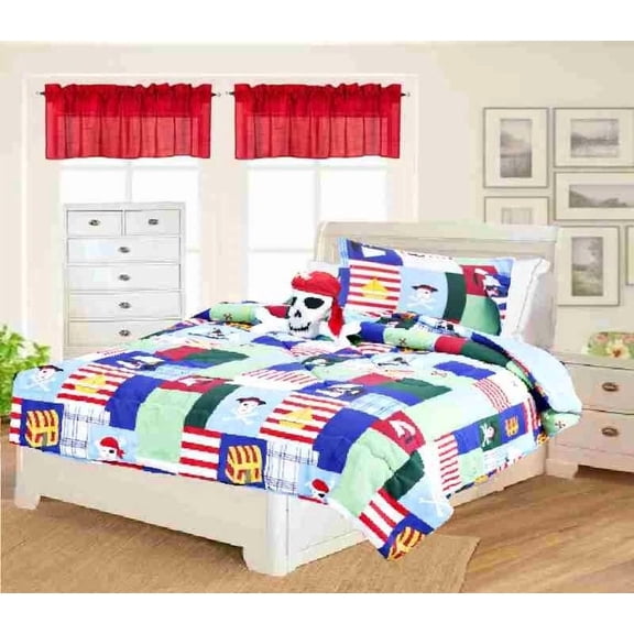 Pirates Adventure Printed Twin Size Comforter Set 6 Pieces Super Soft with Sheet Set and Pillow Plushie Toy Bedding Decor