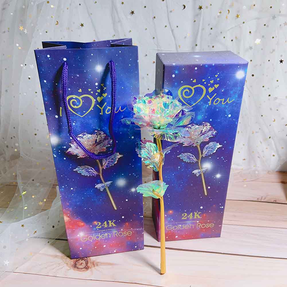 Valentine's Day Galaxy Rose Romantic Crystal Flower Lovers Rose With Gift Box