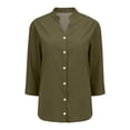 thumbnail image 5 of Womens Fashion Casual Button Down Shirt 3 4 Sleeve Solid Basic Tops For Daily Wear, 5 of 7