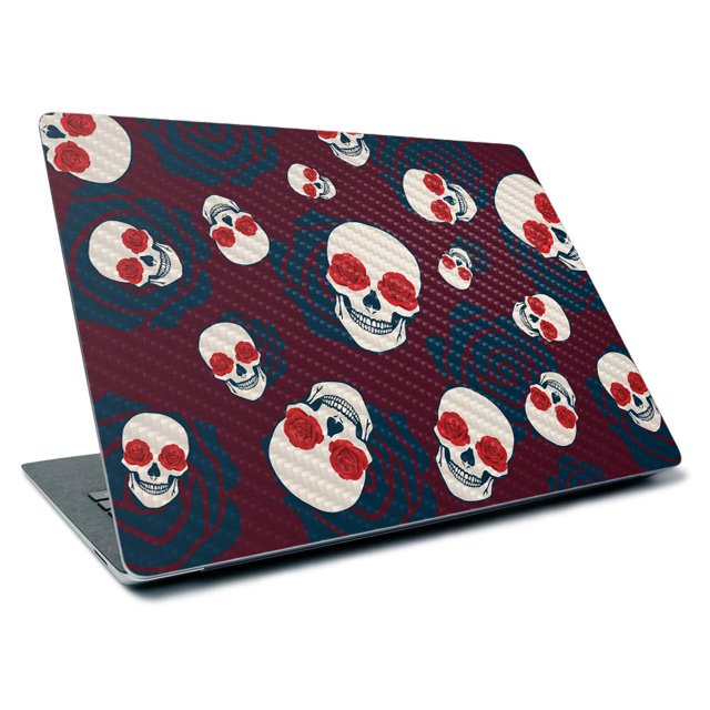 MightySkins Carbon Fiber Skin for Microsoft Surface Laptop 3 13.5" (2019) - Skulls N Roses,Textured Carbon Fiber Finish,Easy to Apply, Remove, and Change Styles,