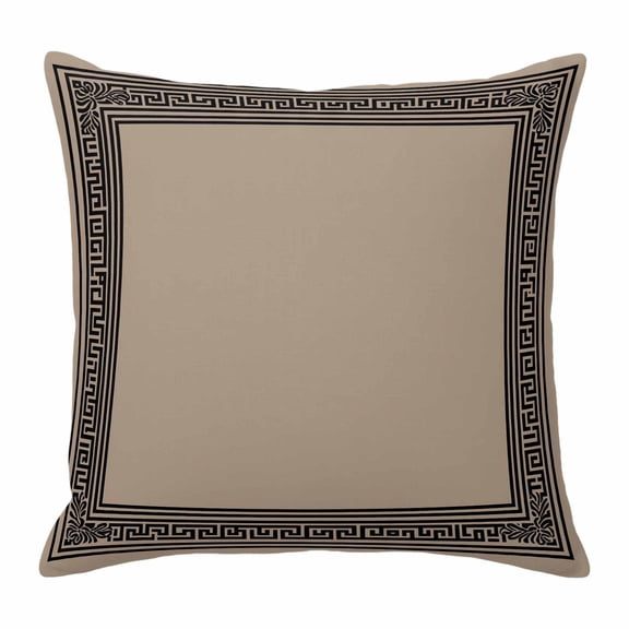 Brown Geometric Pillow Covers 18x18 Inch, Black Greek Key Design Abstract Modern Art Linen Pillowcase with Invisible Zipper, Decorative Throw Pillow Covers Cushion Case for Couch Sofa Bed Living Room