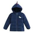 thumbnail image 2 of fnnxnal Little Girls Dinosaur Padded Jacket - Navy, 5T, Warm Hooded Coat with Horns, Zip-Up Winter Outerwear for Toddlers, 2 of 9