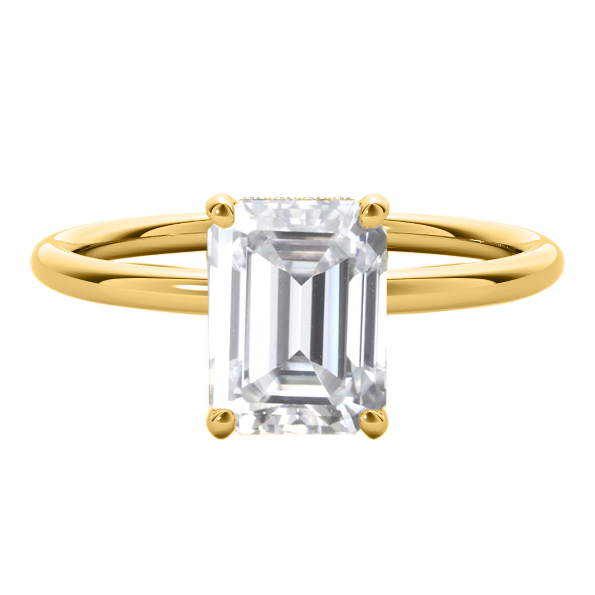 2.05 Carat Emerald Cut Moissanite ( G-H/ VS1 ) And Natual Diamond Engagement Rings for Womens In 10K Yellow Solid Gold In Ring Size 5