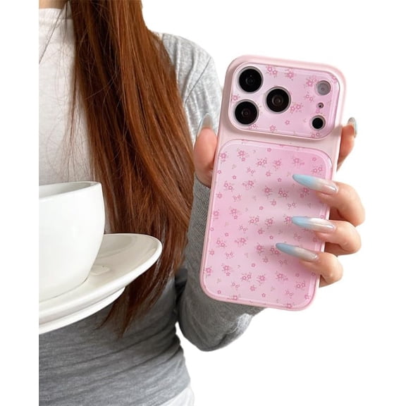 Small Floral Flower Camera Protect Phone Case for iPhone (iPhone 15,Pink)
