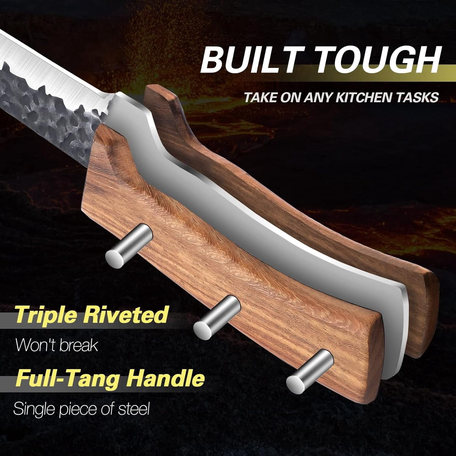 Huusk Knives from Japan, Boning Knife for Meat Cutting 6 inch, Butcher Knife for Brisket Trimming, Viking knives with Sheath, Full Tang Kitchen Utility Knife, Gift for Fathers and Mothers