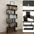 Yusong Bookshelf 6Tier, Geometric Bookcase S Shaped Book Shelves for