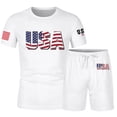 thumbnail image 4 of IWRICH 4th of July Outfits for Men USA Flag Short Sleeve Shirts and Shorts Set 2 Piece Athletic Jogging Tracksuits White XL, 4 of 4