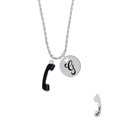 thumbnail image 2 of Delight Jewelry Silvertone Black Telephone Silvertone Script Initial Disc - G - Charm Necklace, 20"+3", 2 of 4