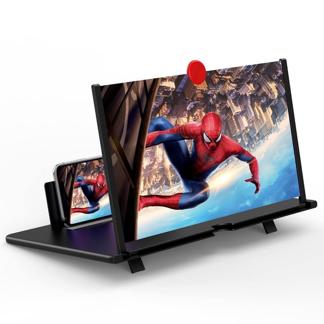 Lupa de visualización de 12 pulgadas – visualización 3D HD para teléfono celular lupa proyector para películas, vídeos y juegos, soporte plegable para teléfono con amplificador de visualización,