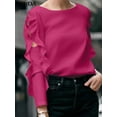 thumbnail image 5 of Blusa elegante de otoño VONDA de talla grande 5XL, color liso, a la moda, para mujer, 2024, con volantes, manga larga, holgada, informal, 5 of 5