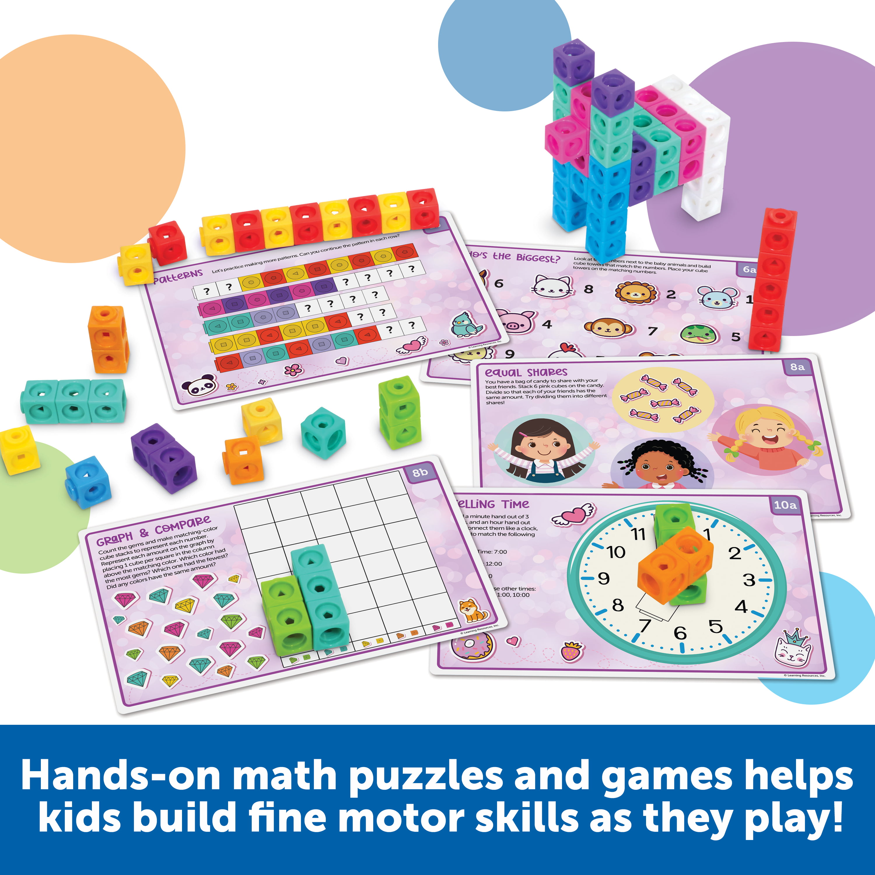 Learning Resources MathLink Cubes Preschool Math Activity Set - 115 Pieces,  Preschool STEM Activities for Boys and Girls Ages 3+