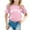 Light Pink, variant on Fshinging Tees For Girls 2025 Summer T Shirts Tops Printed Round Neck Short Sleeved Shirt Shirt Plus Size T-Shirts Size 3-4 Years