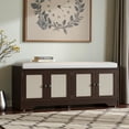 thumbnail image 2 of GZXS Shoe Storage Bench with Seat Cushion, Entryway Bench with 4 Doors, Door Rack and Adjustable Shelves, Easy to Assemble, 47.4"W x 15.7"D x 19.7"H, Espresso, 2 of 10