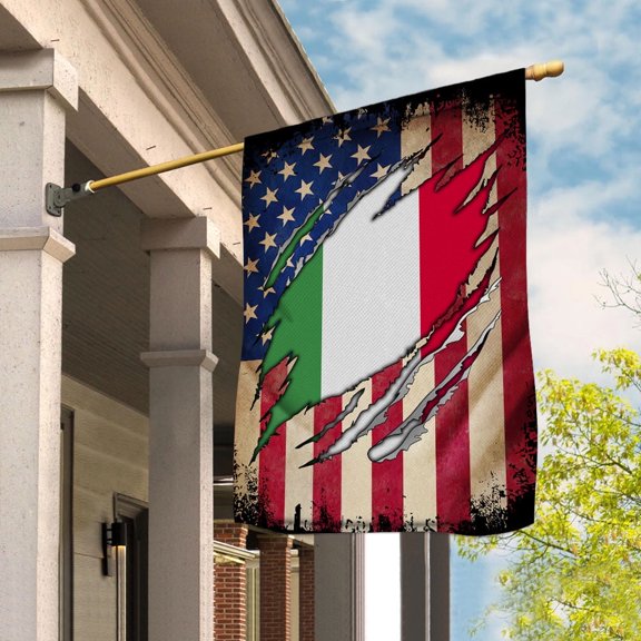 Flag Half American Flag Italian Proud In Italy U.S.A Friendship Root Garden Flag, Double-Sided Decorative Outdoor Flag, Polyester Yard Flag 12 x 18 in