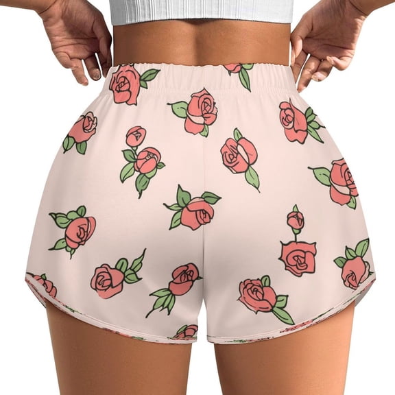 Women's Originals Shorts, Jersey Sports Shorts, Gym Shorts For Women, Rose Pattern, 4XL, Plus Size Available
