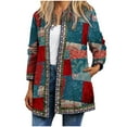 thumbnail image 2 of Puntoco - Chaqueta étnica para mujer, cuello redondo, manga larga, cárdigan, estampado vintage, abrigo ligero, liquidación Puntoco Puntoco-5149, 2 of 3