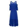 thumbnail image 5 of IDALL Wedding Guest Dresses,Prom Dresses Women Plus Size Casual Solid Lace Dress Short Sleeve Irregular Lace Stitching Long Dress Plus Size Dresses,Maxi Dresses,Formal Dresses Blue Dress 3XL, 5 of 7
