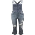 thumbnail image 2 of Women Casual Loose Long Denim Overalls Bib Distressed Ripped Jeans Jumpsuit, 2 of 4