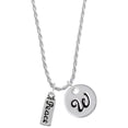 thumbnail image 1 of Delight Jewelry Silvertone Peace Silvertone Script Initial Disc - W - Charm Necklace, 20"+3", 1 of 4