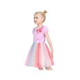thumbnail image 2 of Girls Dress Pink Rainbow Mermaid Princess Puff Sleeve Tulle Casual 6 Years, 2 of 8