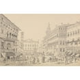 thumbnail image 2 of Sir Charles D'Oyly 18x13 Gold Ornate Wood Frame and Double Matted Museum Art Print Titled - Square at Bologna, Cathedral and Palace of the Pope's Legate (1840), 2 of 4