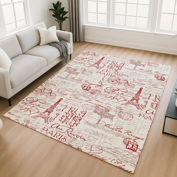 Addison Rugs Mayfield Premium Machine Washable Transitional Novelty Red Rectangle Rug, 10' x 14'