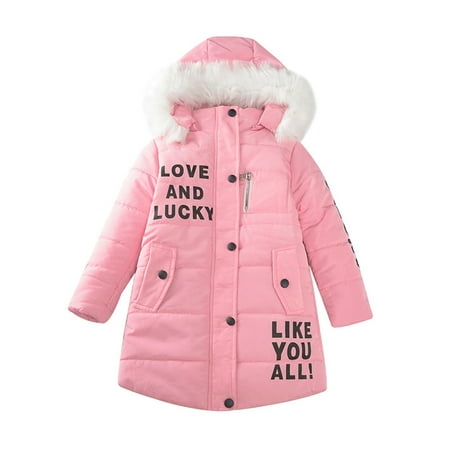 

Kids Jackets for Girls Boys Toddler Children Letter Cute Thick Hooded Zipper Jacket Coat Clothes