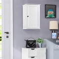 thumbnail image 2 of Yaheetech Armoire de Rangement Murale à 3 Niveaux avec Porte Simple Cuisine/salon, Blanc, 2 of 7