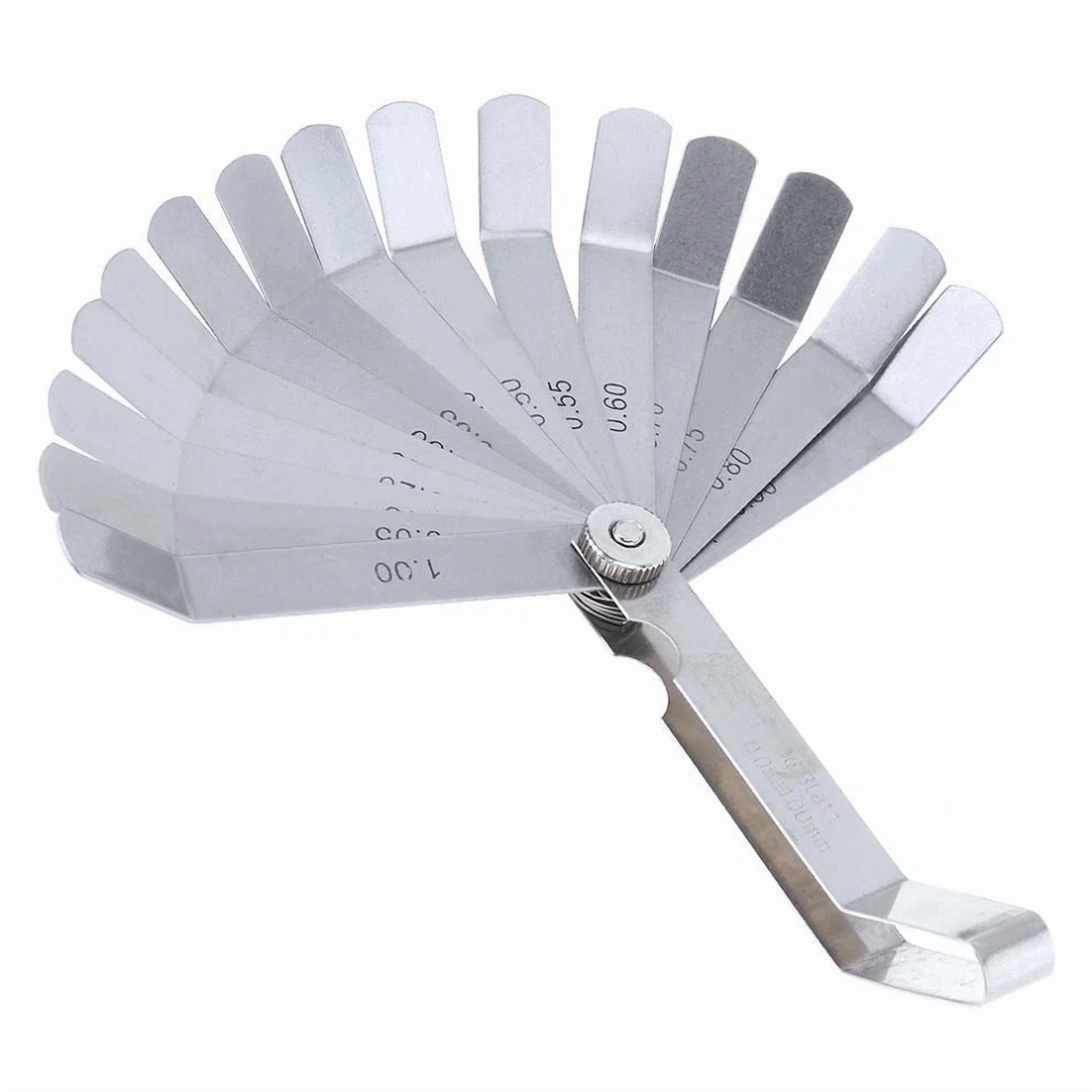 Zyler - 0.05-1Mm Thickness Curved Steel Gapped Metric Filler Feeler Gauge 16Pcs Blades