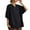 Black, variant on MIXUE Boho Tops For Women Summer Solid Color V Neck Short Sleeve Loose Fit Casual Tshirts Activewear,Black,M