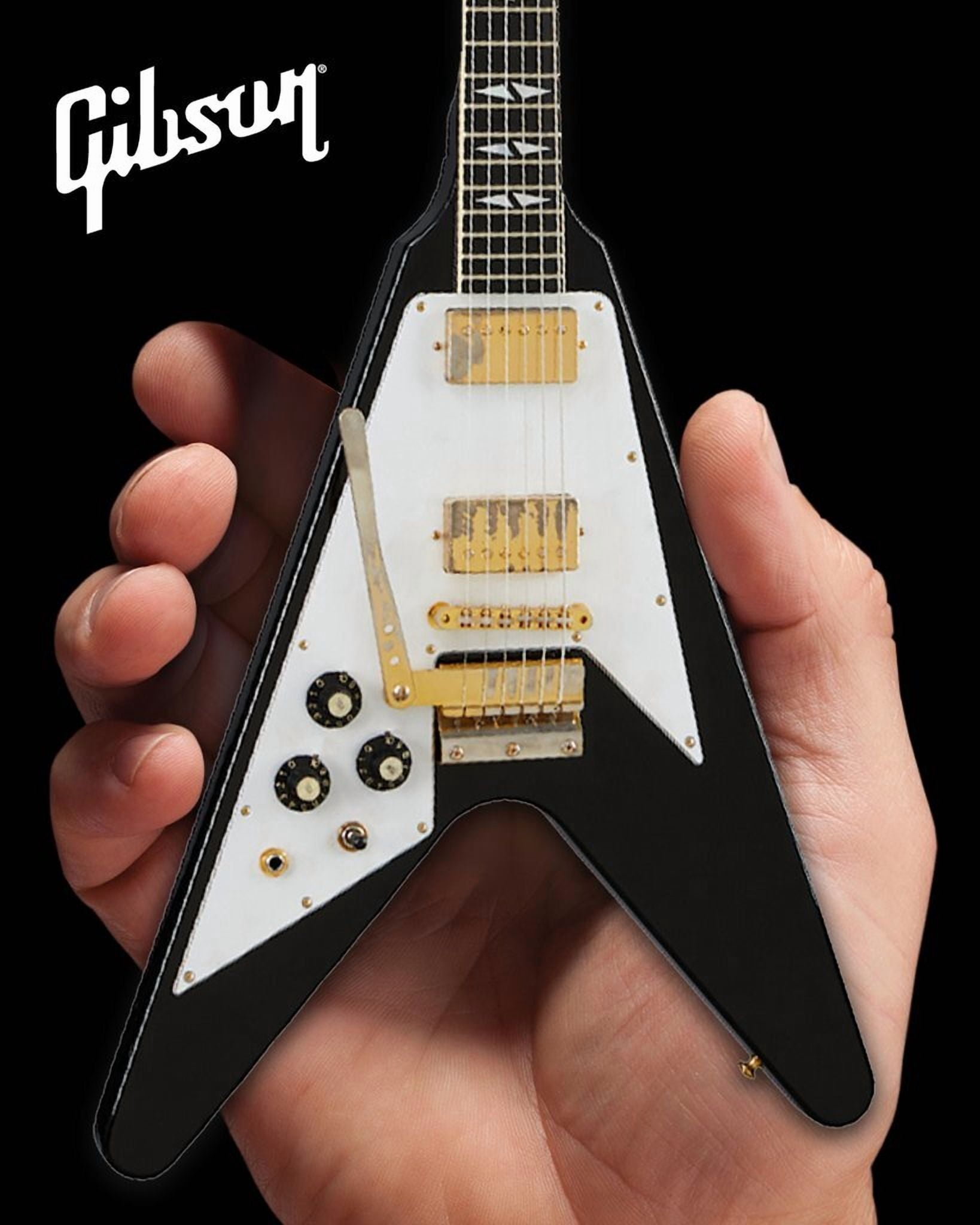 Jimi Hendrix Gibson 1969 Ebony Left-Handed Flying V 10 Inch Miniature Guitar