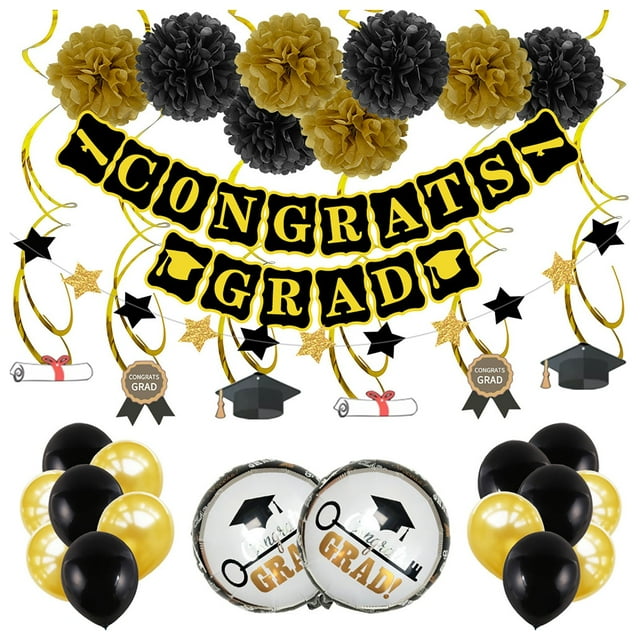 Veeogra Clearance!Graduation Decorations 2025,Classroom Decor,Graduation Decorations 2022 Graduation Party Supplies Inclu Congrats Grad Banner Photo Banner Paper Fans Balloons F,Party Favors,Gold