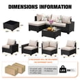 thumbnail image 2 of TerraRelax 5 Pieces Patio Furniture set All-Weather Outdoor Wicker Sectional Conversation Sofa Rattan patio seating sofa with cushion and Glass Table and Ottoman for Porch Poolside,Beige, 2 of 8