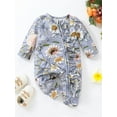 thumbnail image 2 of hirigin Infant Baby Spring Romper, Flower Print Long Sleeve Crew Neck Slanted Zip Closure Ruffle Jumpsuit, 2 of 9