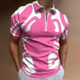 thumbnail image 2 of Pink Lobster Men Zipper T-shirt Summer Casual Short Sleeve T-shirt Top, 2 of 7