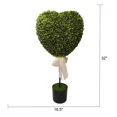 thumbnail image 2 of Valentine's Day Indoor & Outdoor Heart-shaped Topiary, 32" Artificial Boxwood Topiary Trees with Bow, Faux Topiary Tree for Porch, Home, Garden Decor, Spring Easter Decoration, Set of 2, 2 of 9