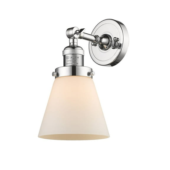 Innovations 203-PC-G61-LED Small Cone 1 Light Sconce part of the Franklin Restoration Collection, Polished Chrome
