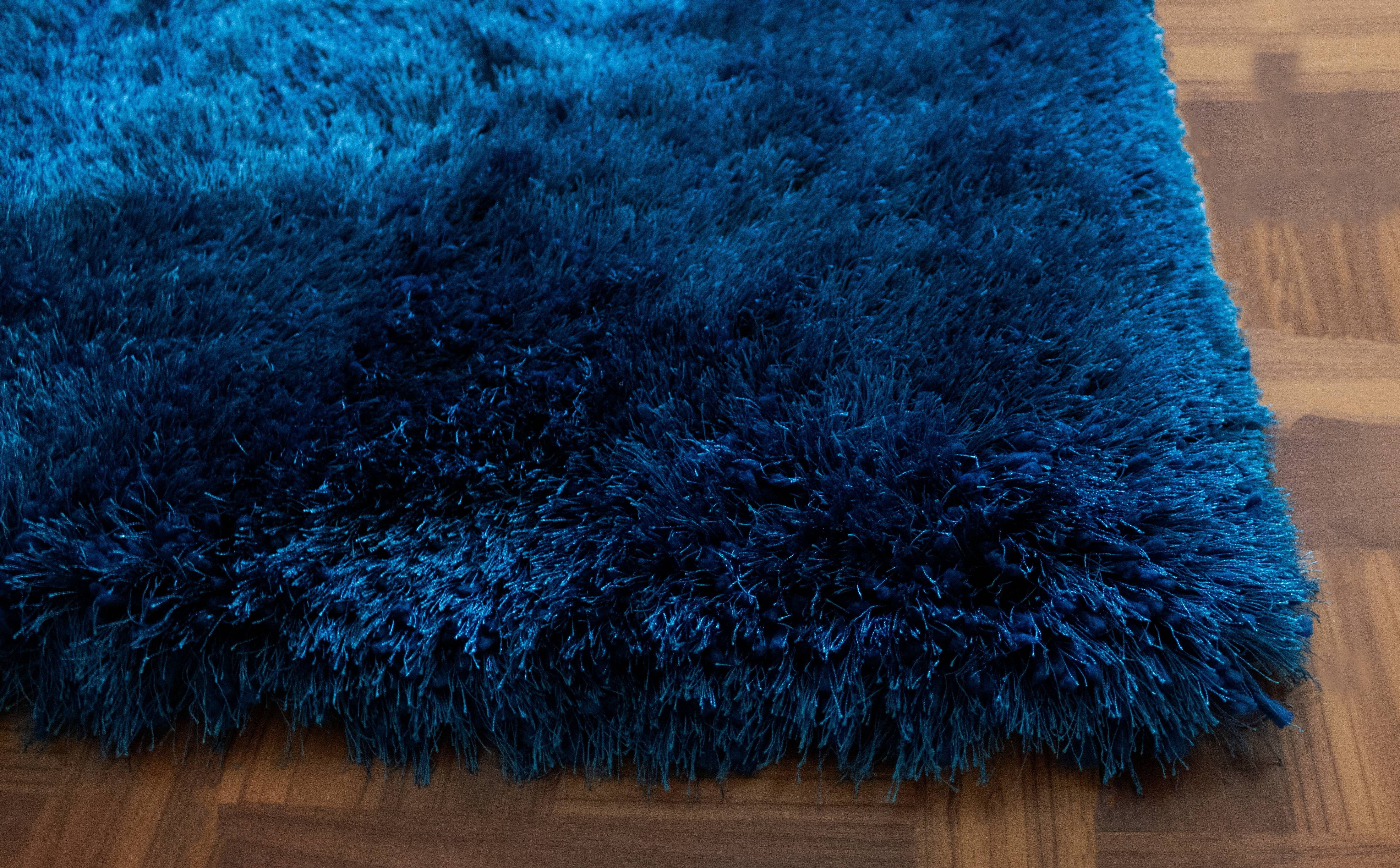 8'x10' Feet Navy Blue Romance Design Shag Shaggy Solid Plush Soft