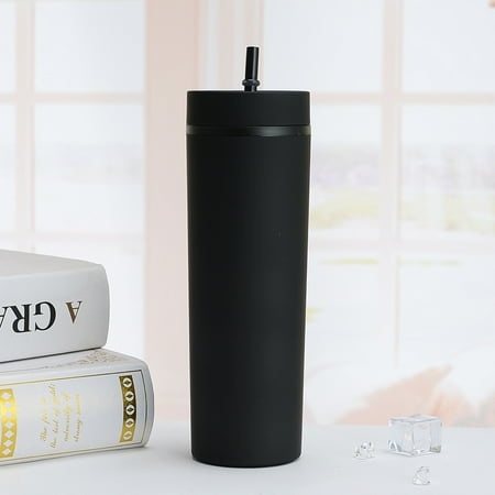 

Color Changing Cold Drink Cup - Double Wall Iced Coffee Tumbler with Lid and Straw Insulated Stainless Steel Cup Double Wall Vacuum Travel Coffee Mug Reusable Water Cup Keeps Drinks Cold & Hot