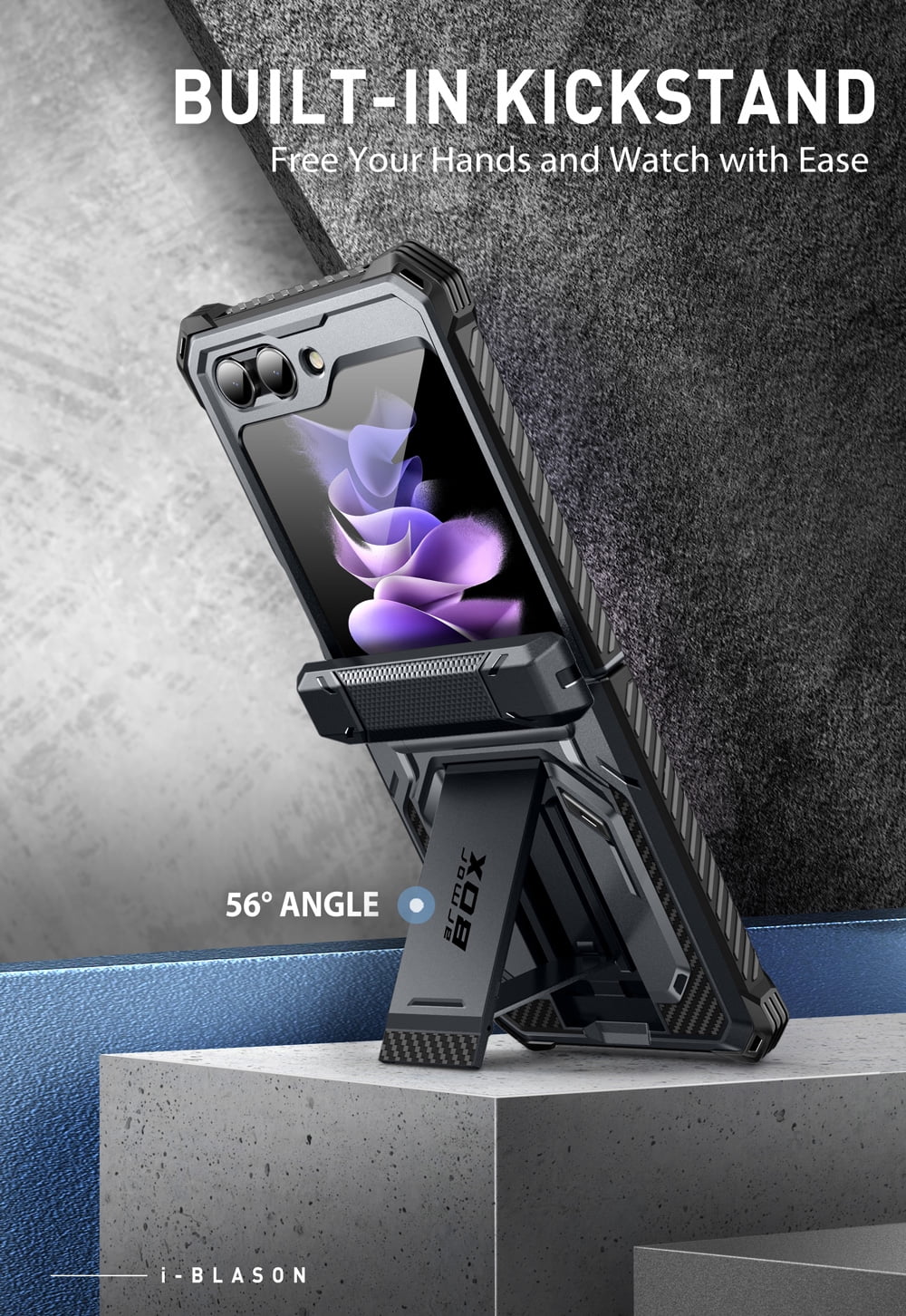 i-Blason Armorbox Series Shock Reduction Cell Phone Case for Samsung Galaxy Z Flip 5 5G, Black