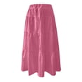 thumbnail image 4 of ZHOGXU Women'S Skirt Summer Drawstring Elastic Waist Solid Color Flowy Bohemian Fashion Elegant Long Skirt For Everyday Wear,Red,Xxl, 4 of 4