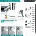 thumbnail image 4 of 10"  Rainfall Shower Head with Handheld Combo, Upgrade 12" Extension Arm Height Adjustable, 3-Way Powerful Shower Head with Hand Shower, Brass Shower Holder Long Shower Hose, Chrome, 4 of 7