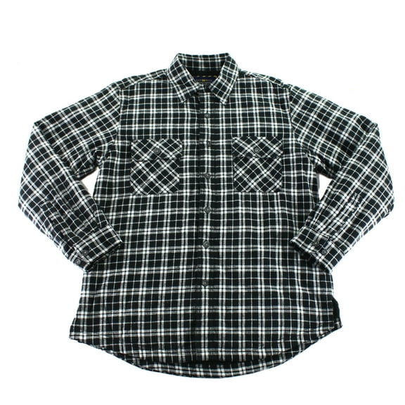 Club Room Mens Plaid Shirt Jacket, Black, Medium