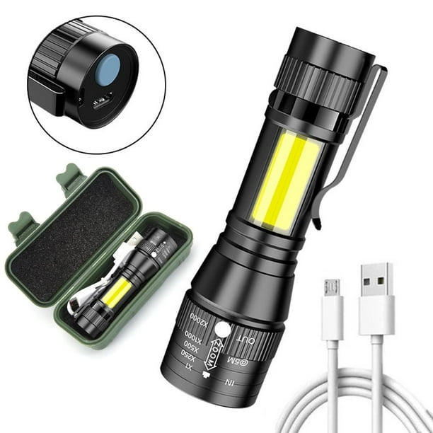 Lámpara USB recargable XPE COB LED linterna 3 modos de luz de trabajo para exteriores
