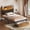 Vintage, variant on Casacomoda Bed Frame Twin Size with Storage Headboard and Drawer, Upholstered Platform Bed with Charging Station and LED Light, Heavy Duty Frame Support, No Box Spring Needed, Noise Free, Vintage