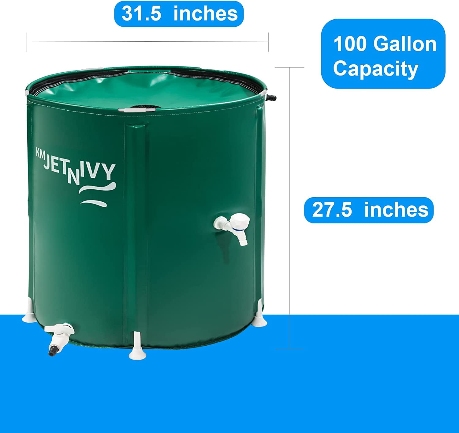 Rain  Upgrade Anti-Collapse Collapsible Rainwater  System, Portable Water Storage , Garden Water Catcher (Green, 100G)
