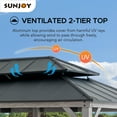 thumbnail image 3 of SUNJOY 12 x 20 ft. Wood Gazebo, Outdoor Patio Aluminum Hardtop Gazebo, Cedar Framed Wooden Gazebo with 2-Tier Roof, Suitable for Patios, Lawn and Backyard, Matte Black Roof  and Gray Wood Frame, 3 of 11