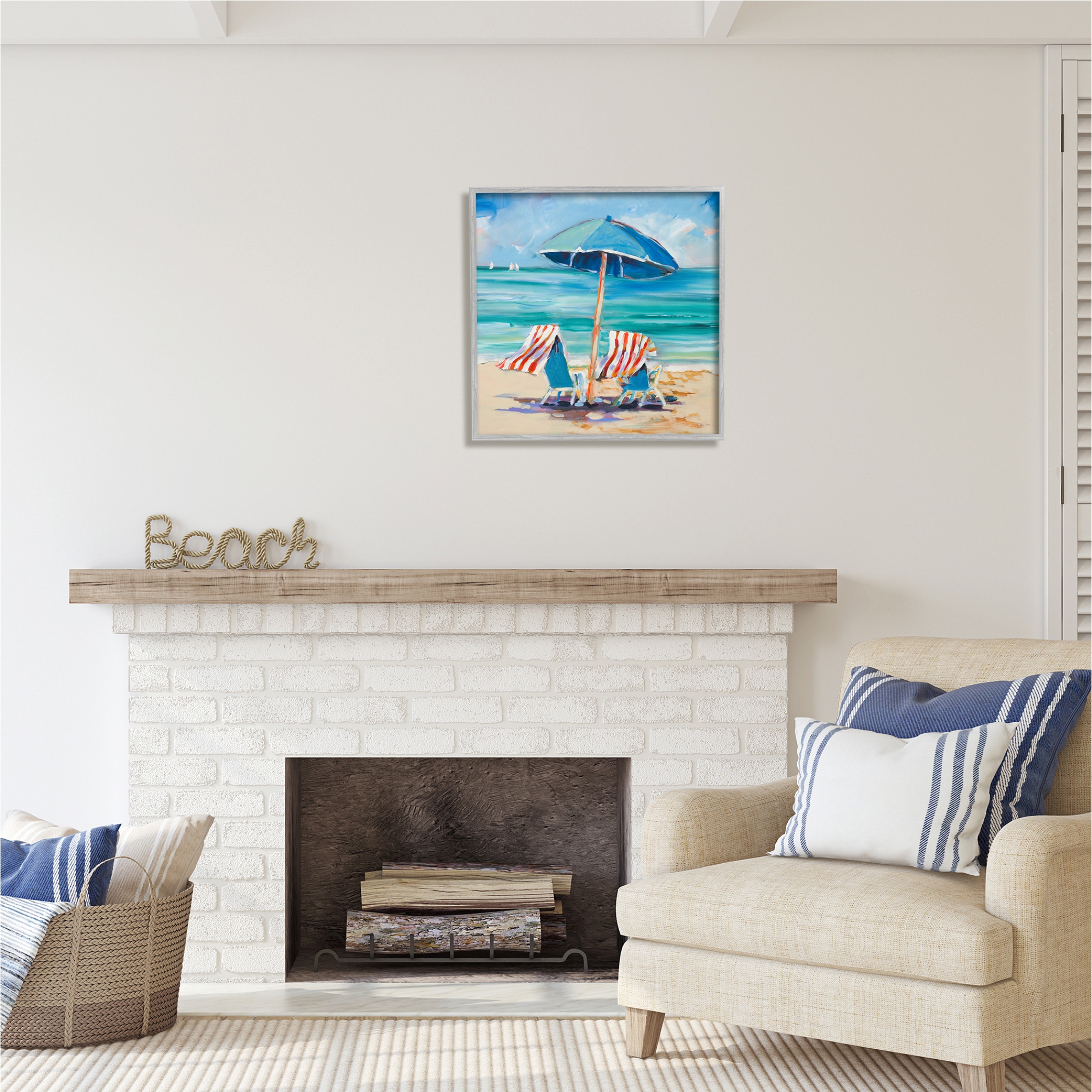Stupell Industries Caribbean Delight Scenery Nature Painting Gray Framed Art Print Wall Art, 24 x 24