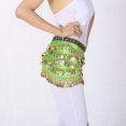 thumbnail image 4 of Hip Scarf Scarves Wrap Sash Skirt Belt with Beads Coin Fun Night Out Green, 4 of 4